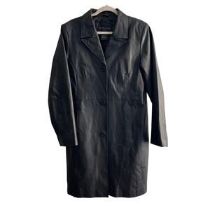 Vintage CENTIGRADE Women's size M Black Leather Long Line Moto Metro Jacket